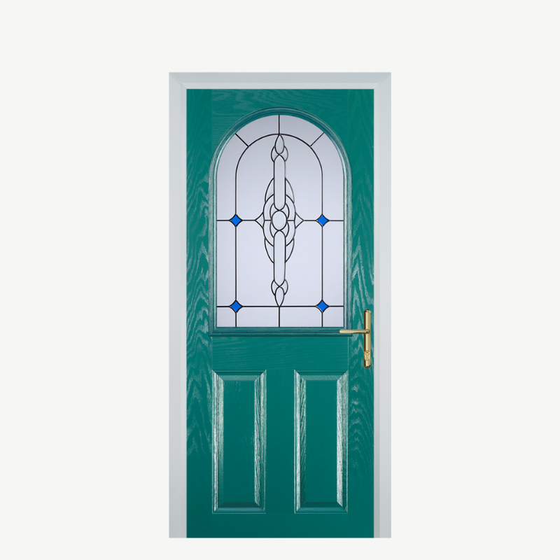 Door E 2 Panel 1 Arch Turquoise Blue Crystal Bohemia Blue image 0