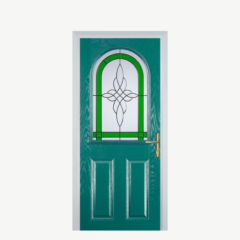Door E 2 Panel 1 Arch Turquoise Blue Crystal Harmony Green image 0