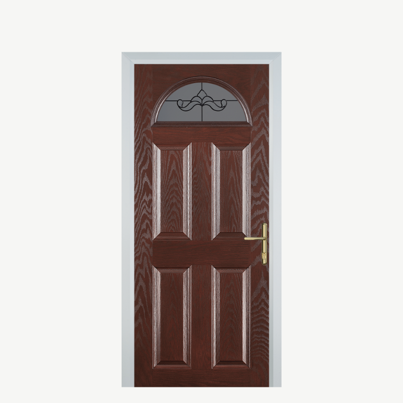 Door D 4 Panel 1 Arch Dark Wood Crystal Bohemia Frost image 0