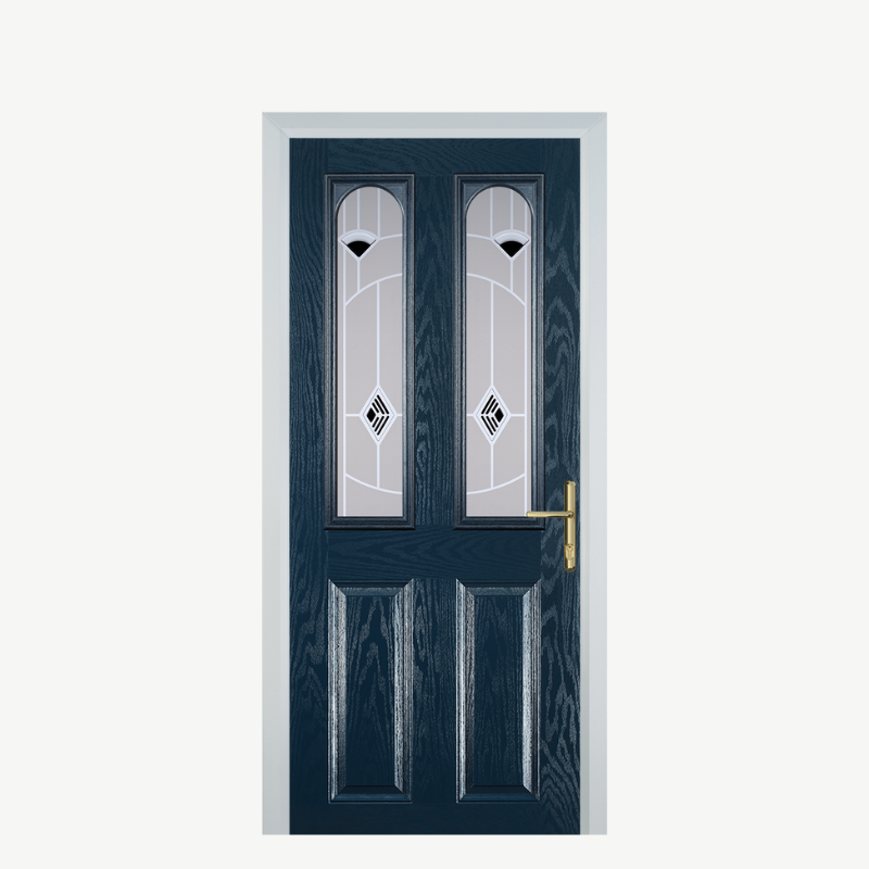 Door A 2 Panel 2 Arch Blue Murano Black image 0
