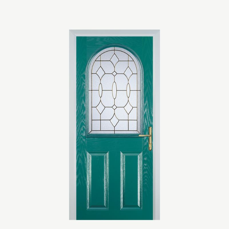 Door E 2 Panel 1 Arch Turquoise Blue Brass Art Clarity image 0
