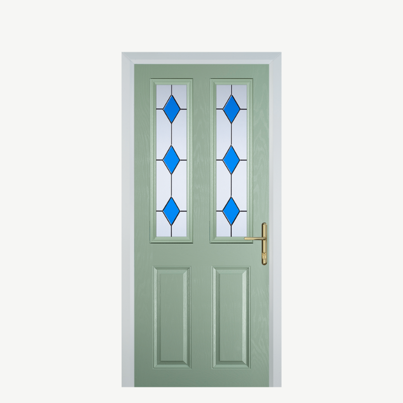 Door C 2 Panel 2 Square Chartwell Green 3 Drop Diamond Blue image 0