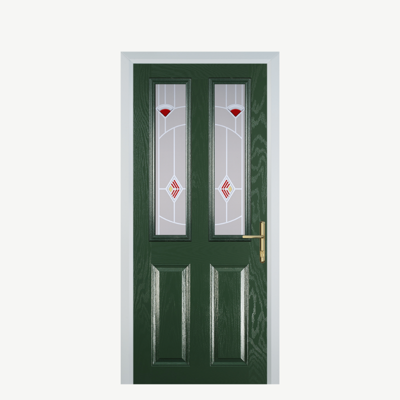 Door C 2 Panel 2 Square Green Murano Red image 0