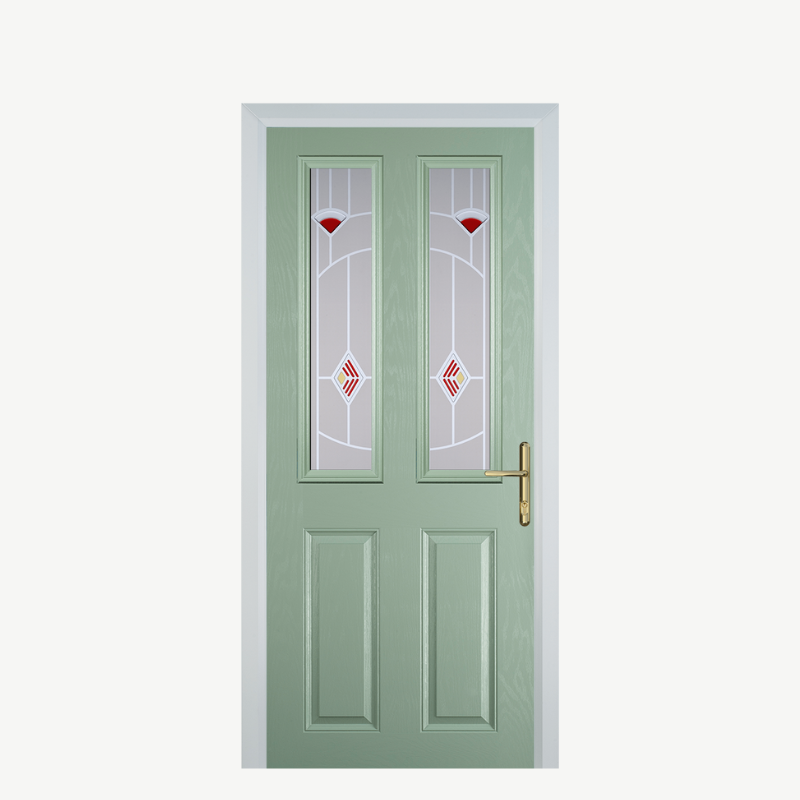 Door C 2 Panel 2 Square Chartwell Green Murano Red image 0