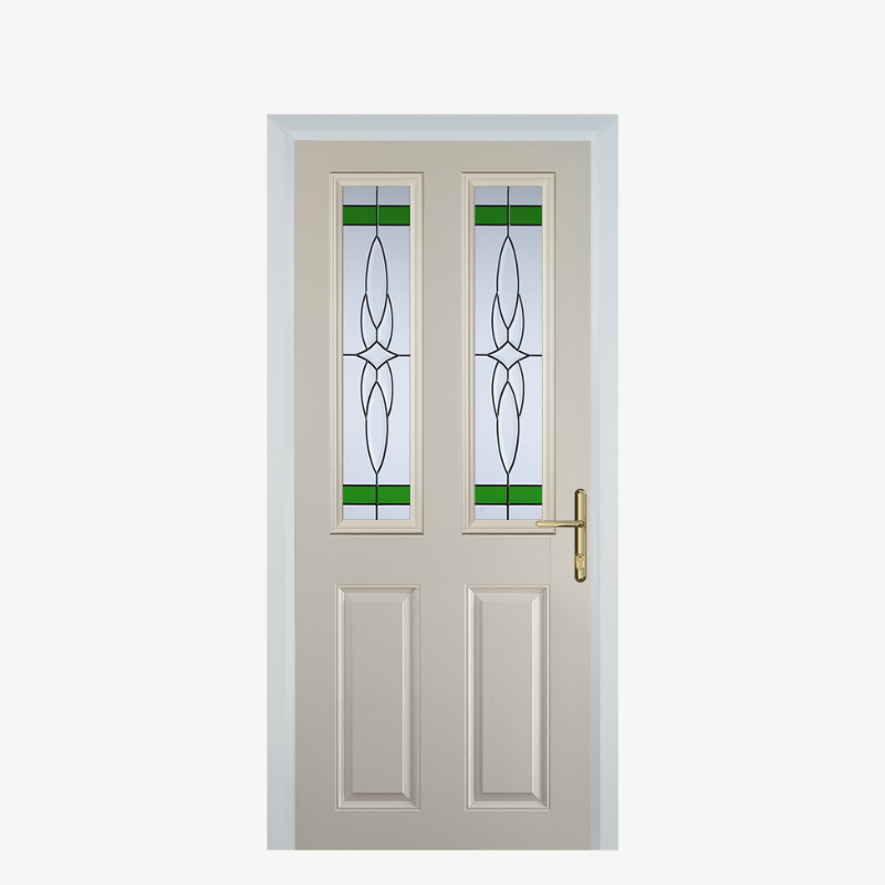 Door C 2 Panel 2 Square Cream Crystal Harmony Green image 0