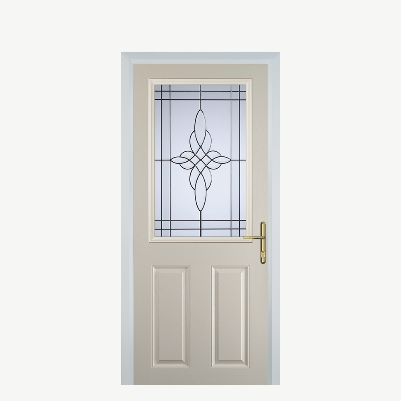 Door F 2 Panel 1 Square Cream Crystal Harmony Frost image 0