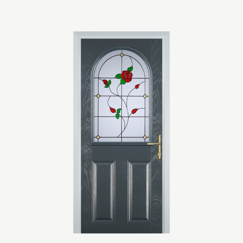 Door E 2 Panel 1 Arch Grey English Rose image 0