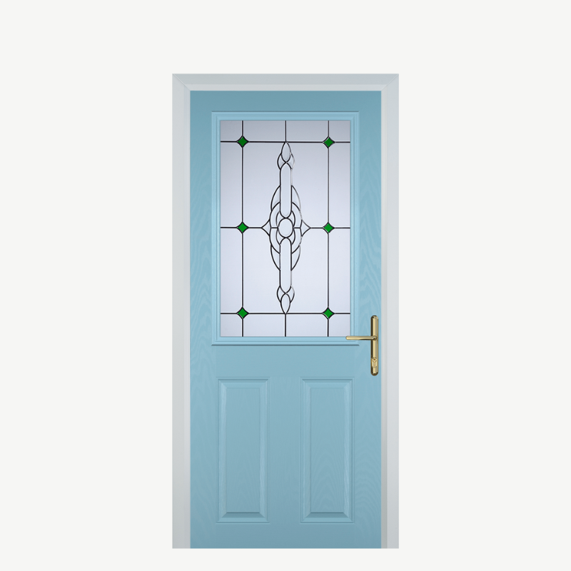 Door F 2 Panel 1 Square Duck Egg Blue Crystal Bohemia Green image 0