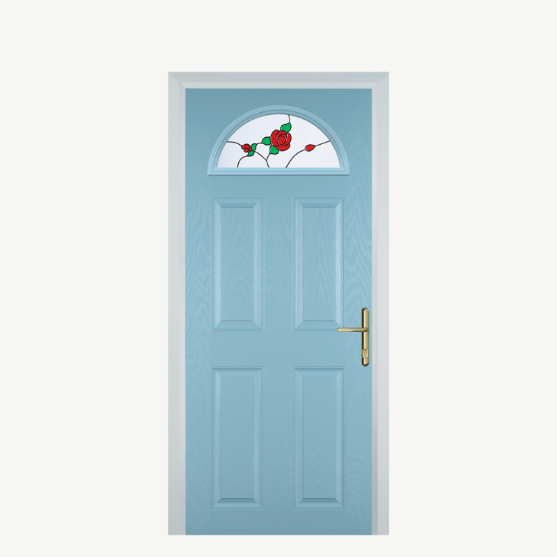 Door D 4 Panel 1 Arch Duck Egg Blue English Rose image 0