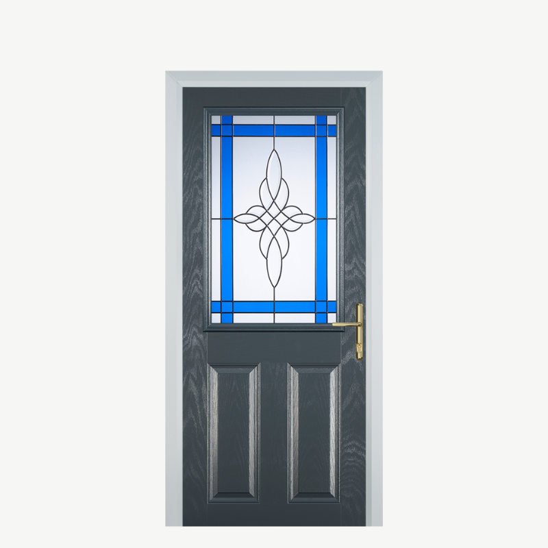 Door F 2 Panel 1 Square Grey Crystal Harmony Blue image 0
