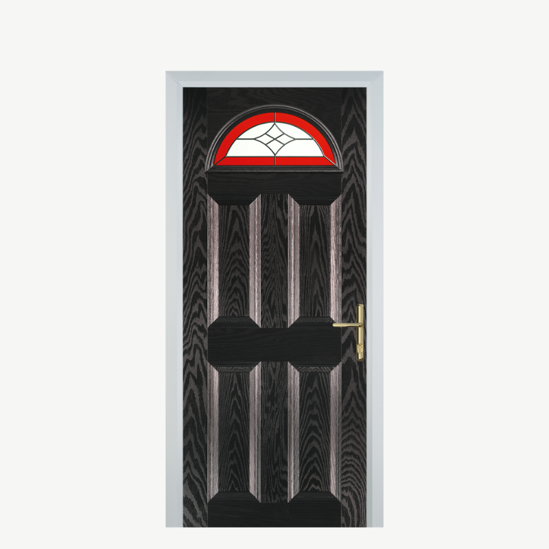 Door D 4 Panel 1 Arch Black Brown Crystal Harmony Red image 0