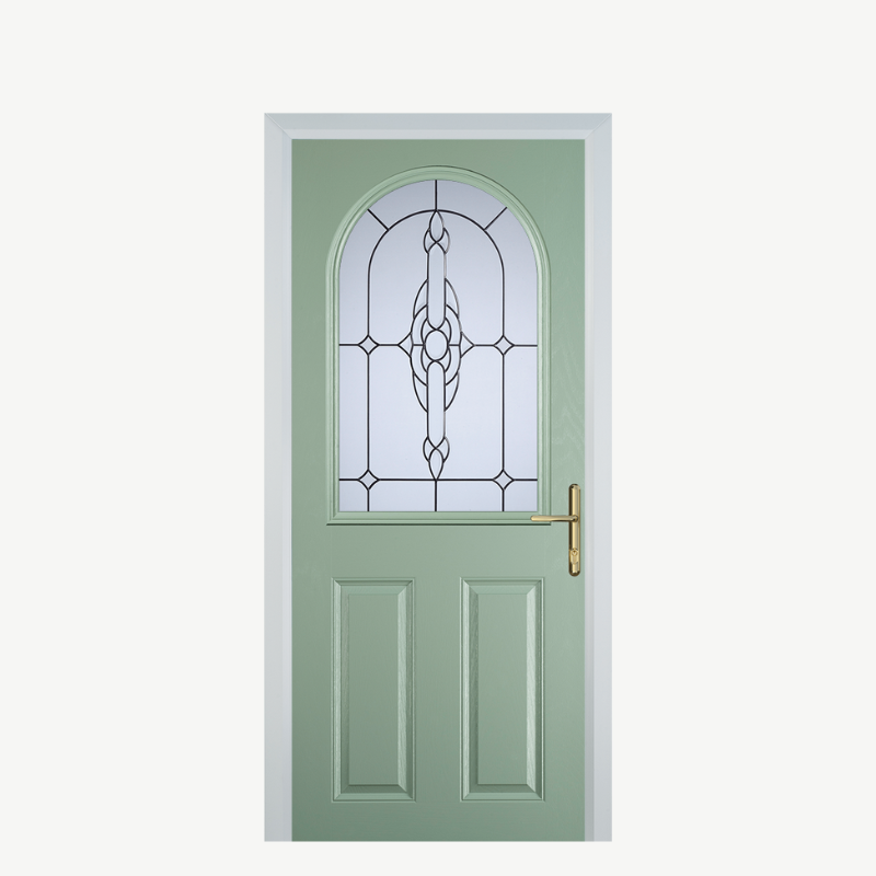 Door E 2 Panel 1 Arch Chartwell Green Crystal Bohemia Frost image 0