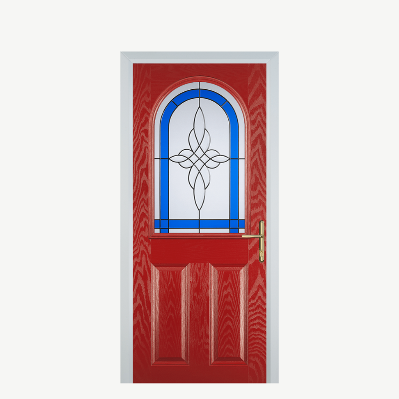 Door E 2 Panel 1 Arch Red Crystal Harmony Blue image 0