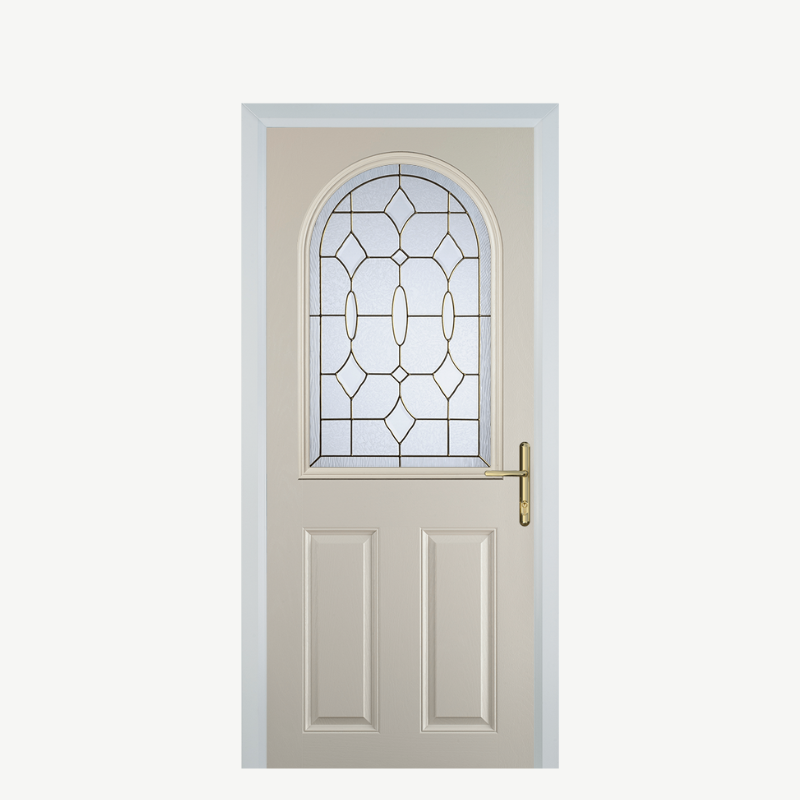 Door E 2 Panel 1 Arch Cream Brass Art Clarity image 0
