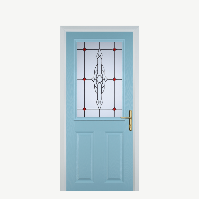 Door F 2 Panel 1 Square Duck Egg Blue Crystal Bohemia Red image 0