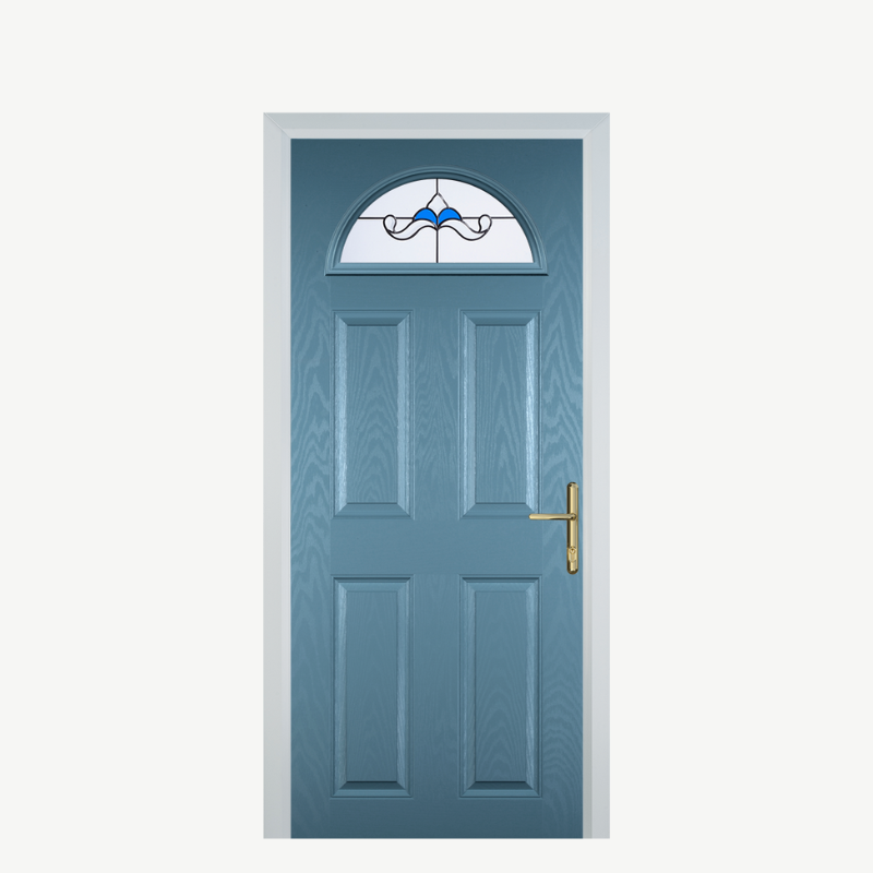 Door D 4 Panel 1 Arch Pastel Blue Crystal Bohemia Blue image 0