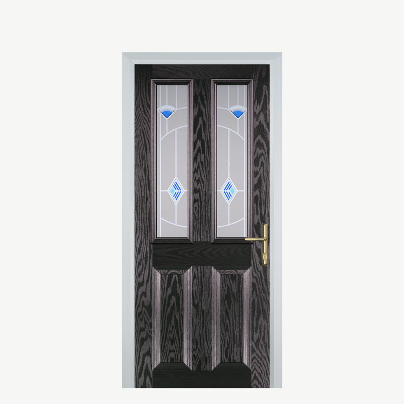 Door C 2 Panel 2 Square Black Brown Murano Blue image 0