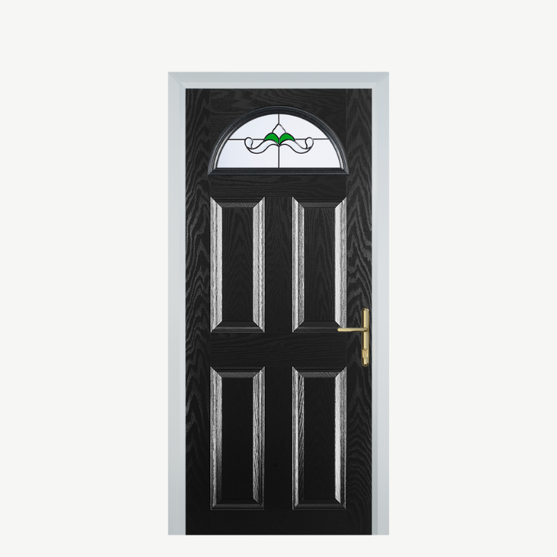 Door D 4 Panel 1 Arch Black Crystal Bohemia Green image 0