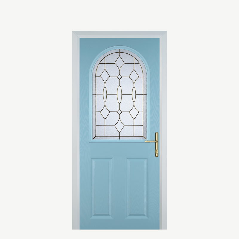 Door E 2 Panel 1 Arch Duck Egg Blue Brass Art Clarity image 0