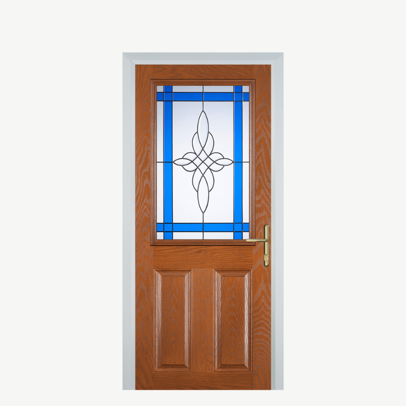 Door F 2 Panel 1 Square Oak Crystal Harmony Blue image 0