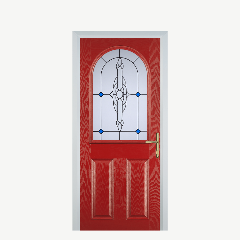 Door E 2 Panel 1 Arch Red Crystal Bohemia Blue image 0