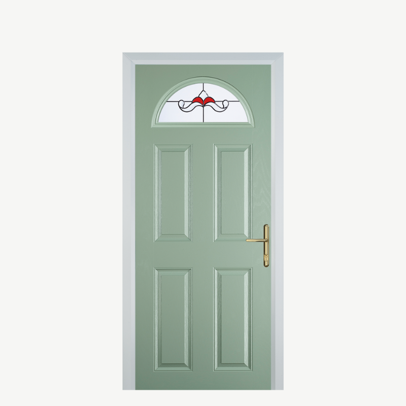 Door D 4 Panel 1 Arch Chartwell Green Crystal Bohemia Red image 0
