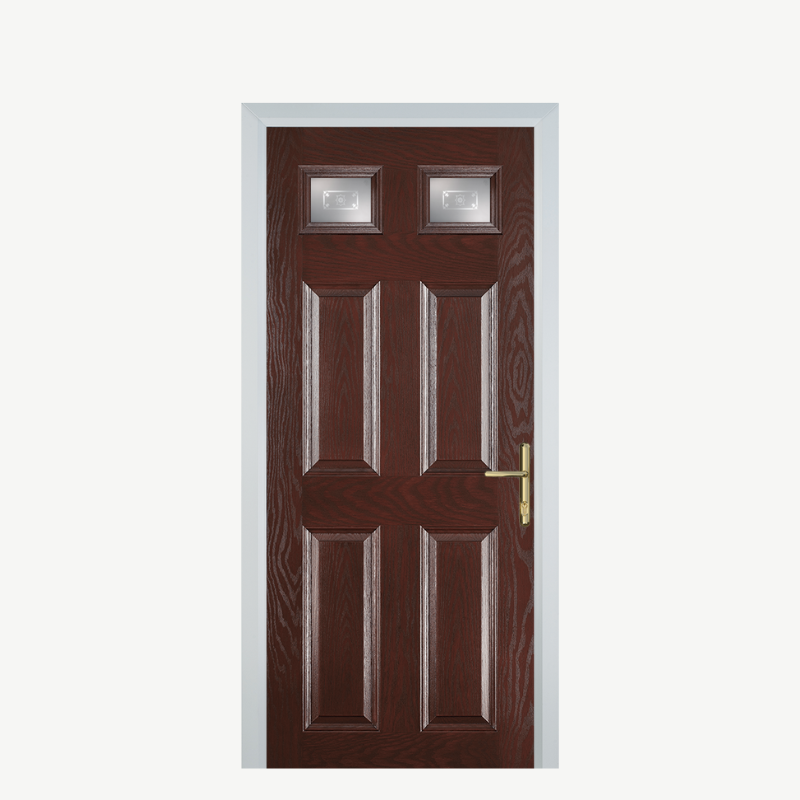 DoorI 4 Panel 2 Square Dark Wood Straxton image 0