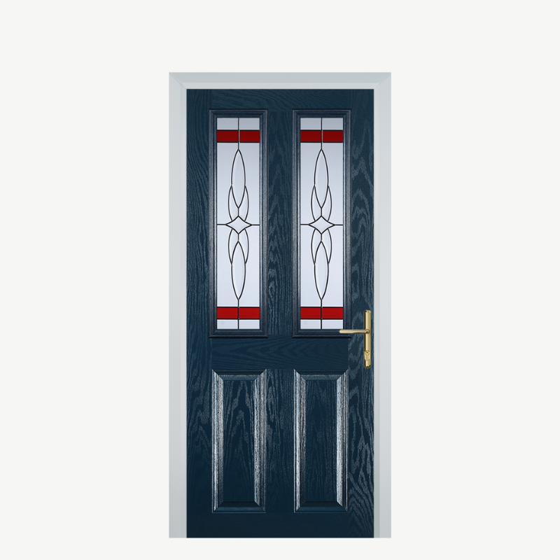 Door C 2 Panel 2 Square Blue Crystal Harmony Red image 0