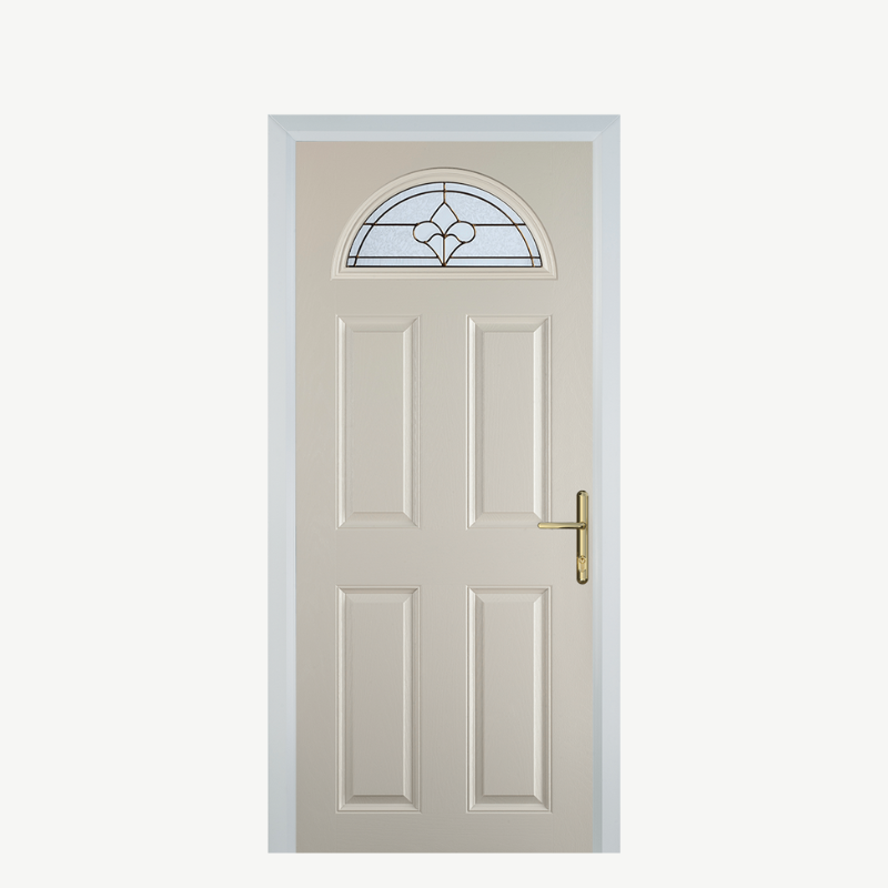 Door D 4 Panel 1 Arch Cream Brass Art Clarity image 0