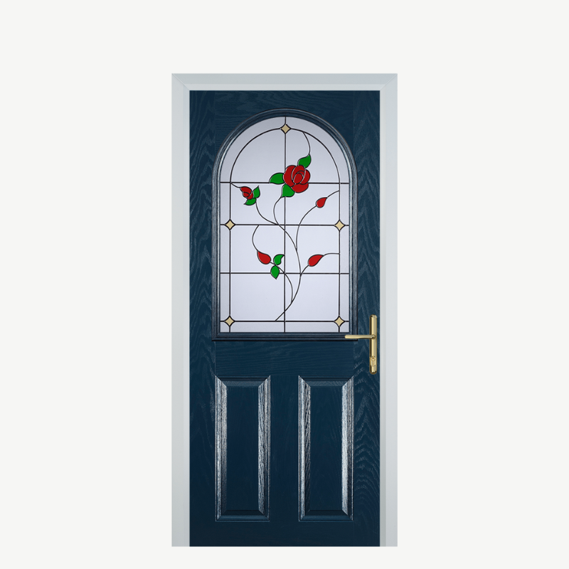 Door E 2 Panel 1 Arch Blue English Rose image 0