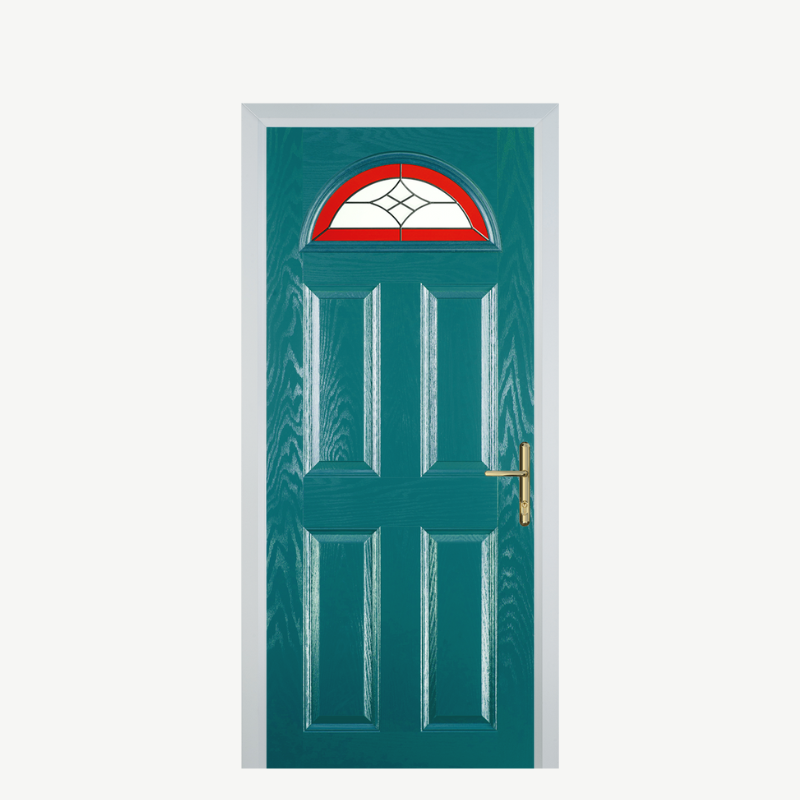 Door D 4 Panel 1 Arch Turquoise Blue Crystal Harmony Red image 0