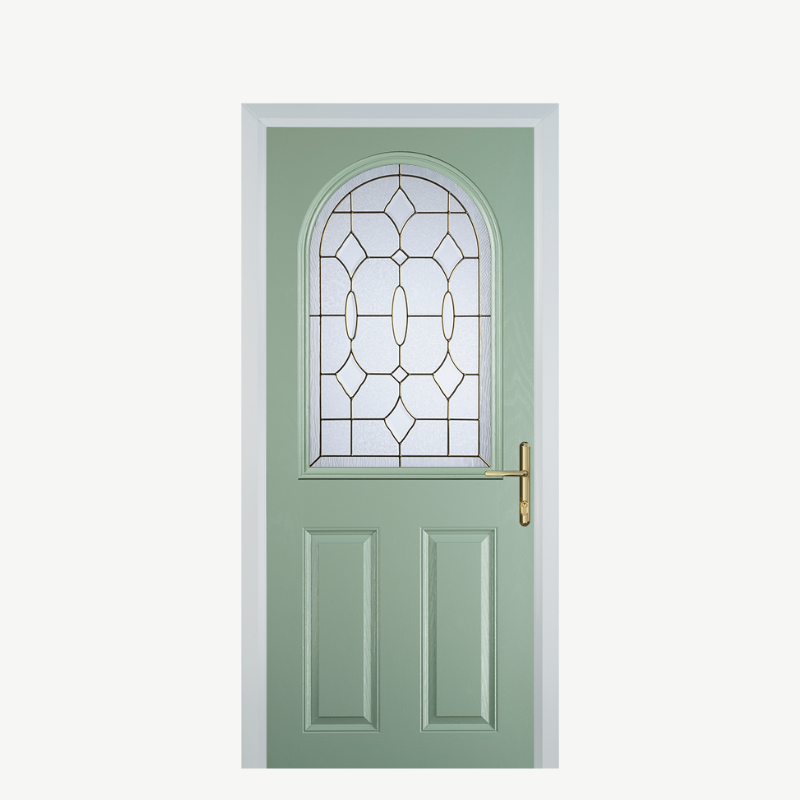 Door E 2 Panel 1 Arch Chartwell Green Brass Art Clarity image 0