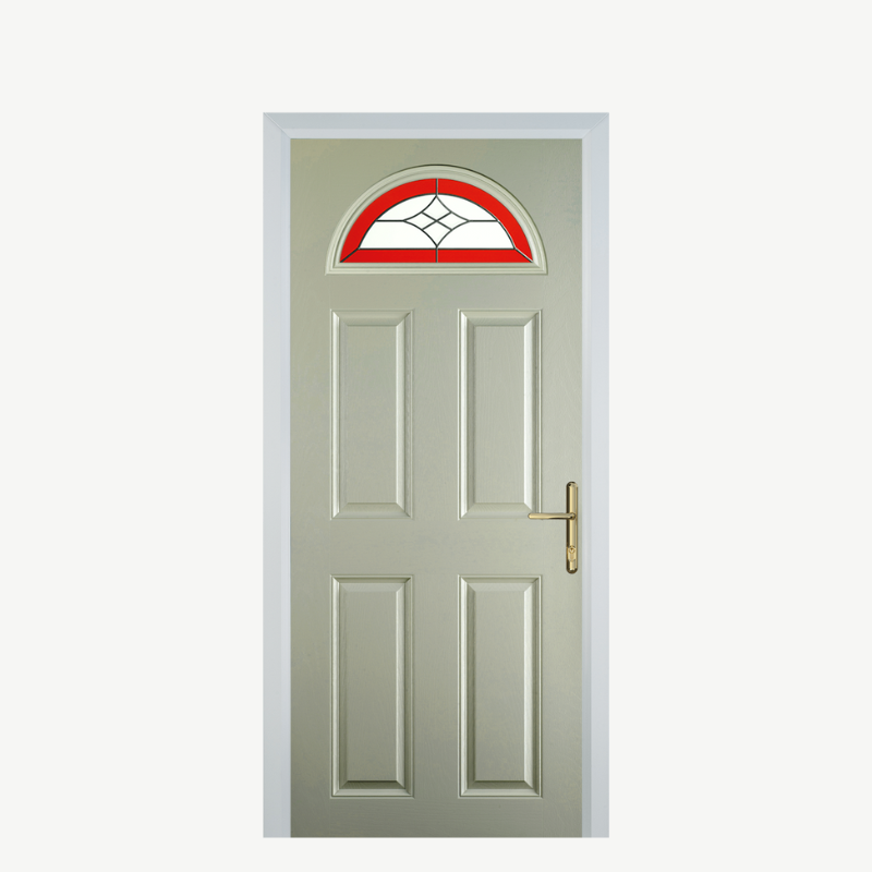Door D 4 Panel 1 Arch Pebble Grey Crystal Harmony Red image 0