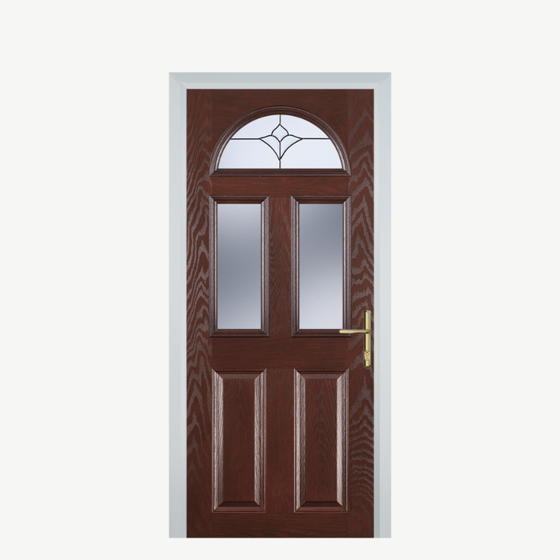 Door G 2 Panel 1 Arch Dark Wood Crystal Tulip Arch image 0
