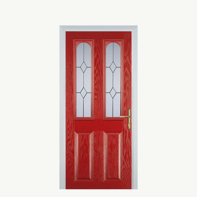 Door A 2 Panel 2 Arch Red Classic image 0
