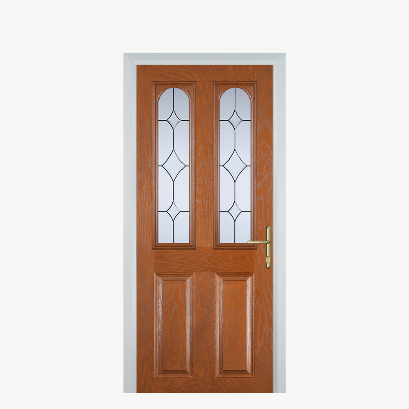 Door A 2 Panel 2 Arch Oak Crystal Diamond image 0