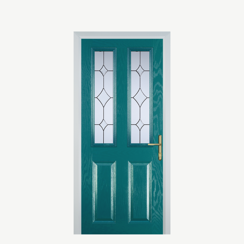 Door C 2 Panel 2 Square Turquoise Blue Crystal Diamond image 0