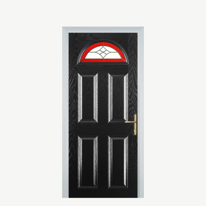 Door D 4 Panel 1 Arch Black Crystal Harmony Red image 0