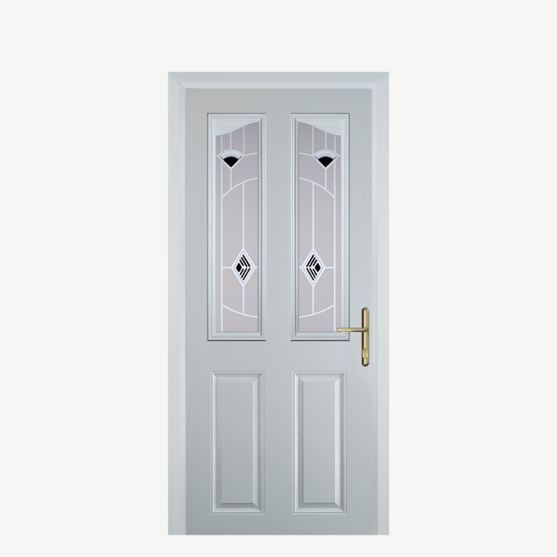 Door B 2 Panel 2 Angle White Murano Black image 0