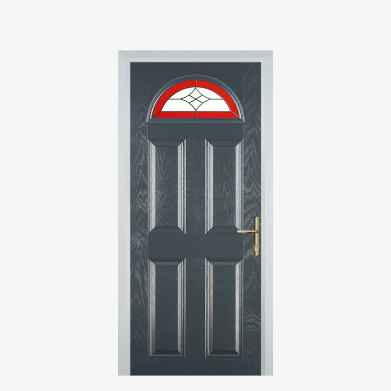 Door D 4 Panel 1 Arch Grey Crystal Harmony Red image 0