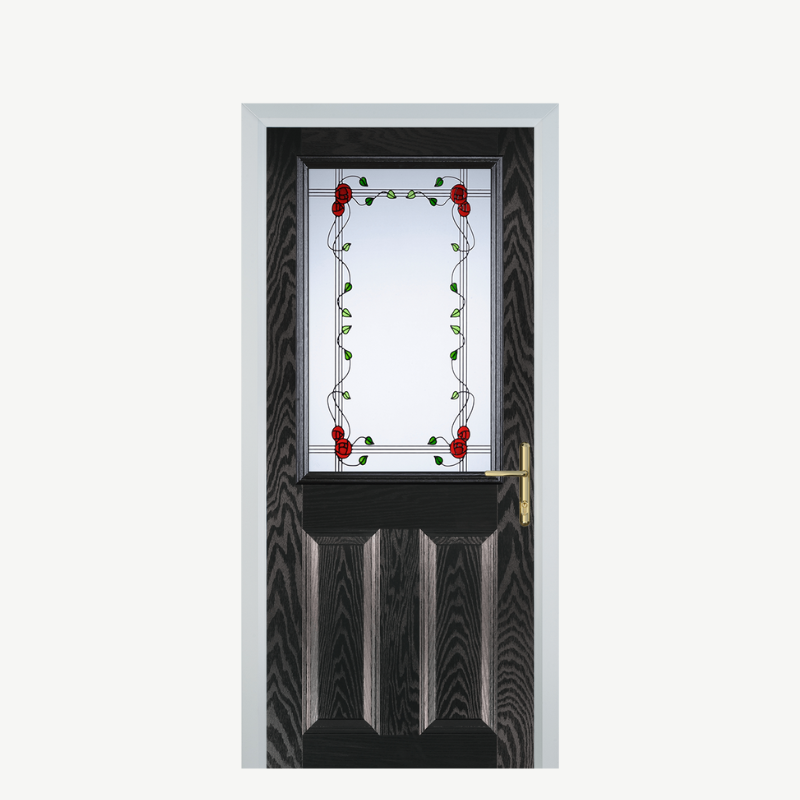 Door F 2 Panel 1 Square Black Brown Mackintosh Rose image 0