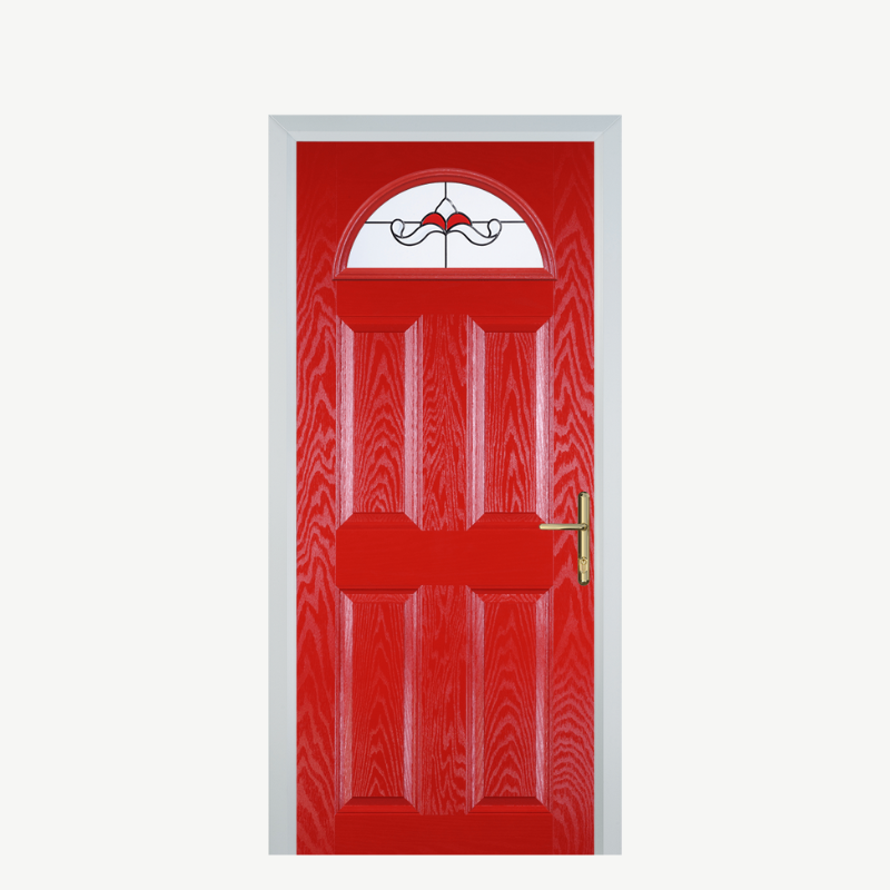 Door D 4 Panel 1 Arch Poppy Red (High Gloss) Crystal Bohemia Frost image 0