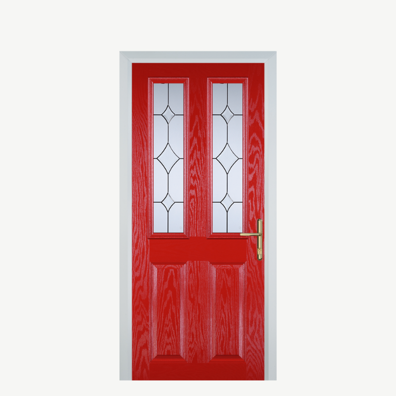 Door C 2 Panel 2 Square Poppy Red (High Gloss) Crystal Diamond image 0