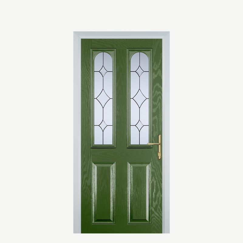 Door A 2 Panel 2 Arch Fern Green Crystal Diamond image 0