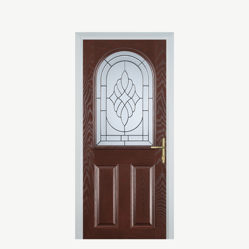 Door E 2 Panel 1 Arch Dark Wood Zinc Art Elegance image 0