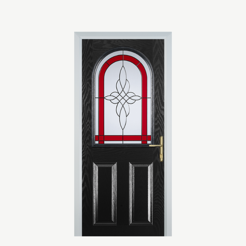 Door E 2 Panel 1 Arch Black Crystal Harmony Red image 0