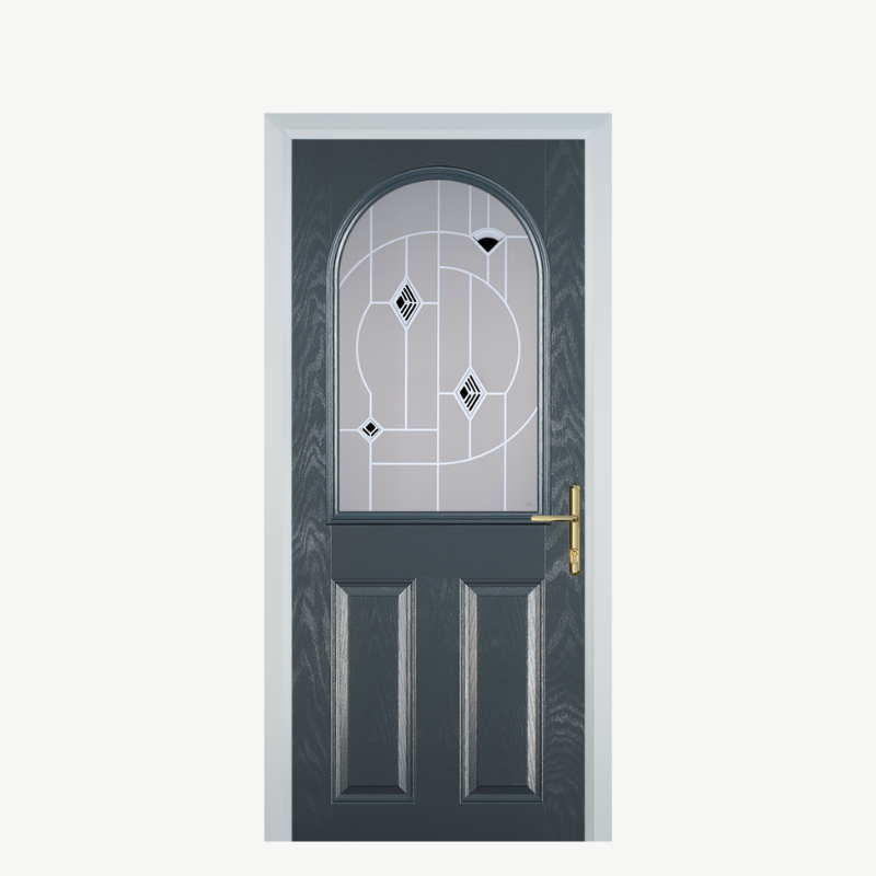 Door E 2 Panel 1 Arch Grey Murano Black image 0