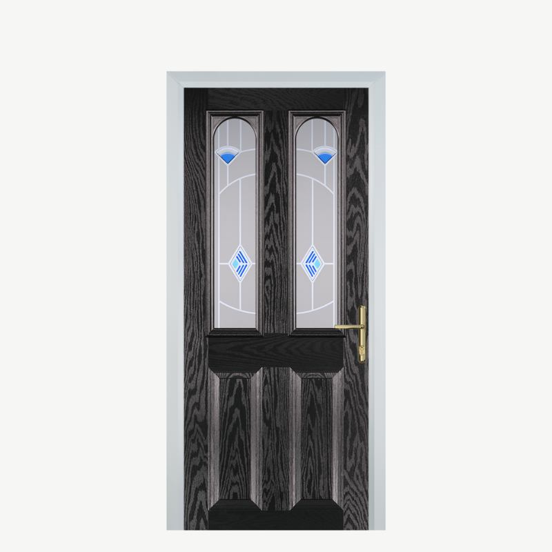 Door A 2 Panel 2 Arch Black Brown Murano Blue image 0