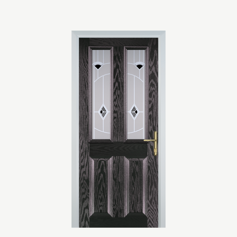 Door C 2 Panel 2 Square Black Brown Murano Black image 0