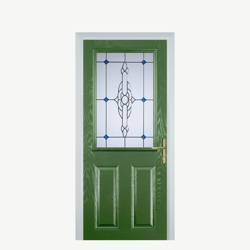 Door F 2 Panel 1 Square Fern Green Crystal Bohemia Blue image 0
